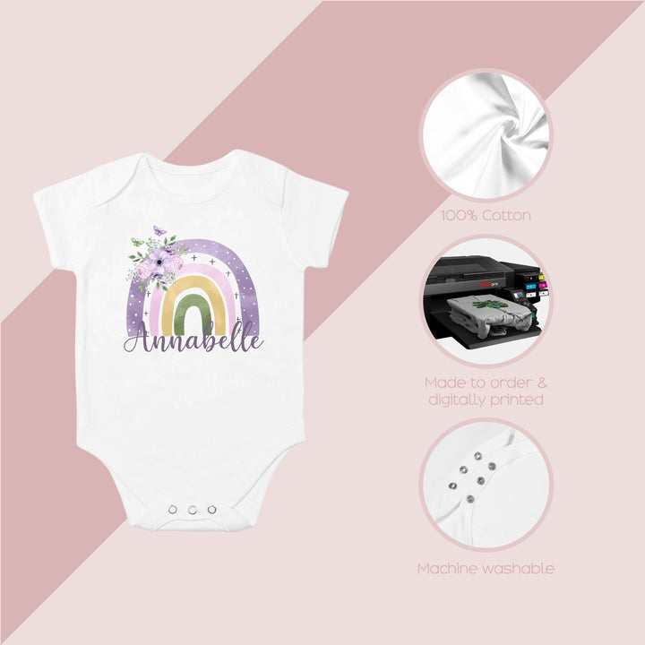 Personalised Purple Rainbow Babygrow/Vest