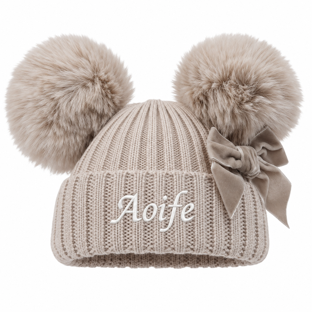 Personalised Embroidered Knitted Pompom Hat