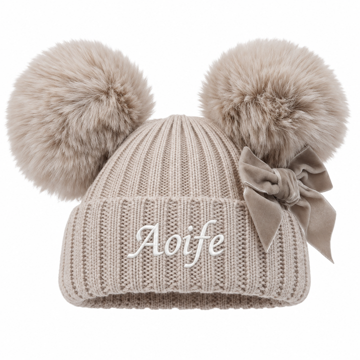 Personalised Embroidered Knitted Pompom Hat