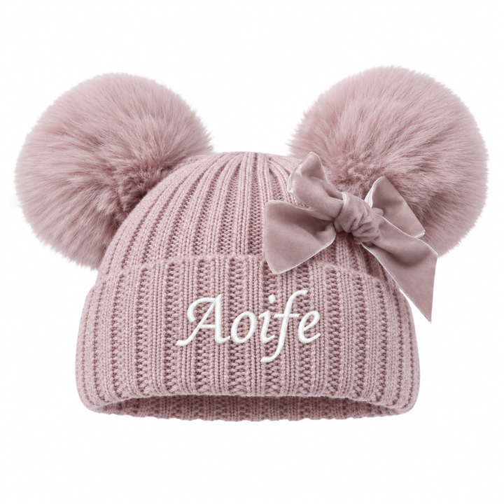 Personalised Embroidered Knitted Pompom Hat