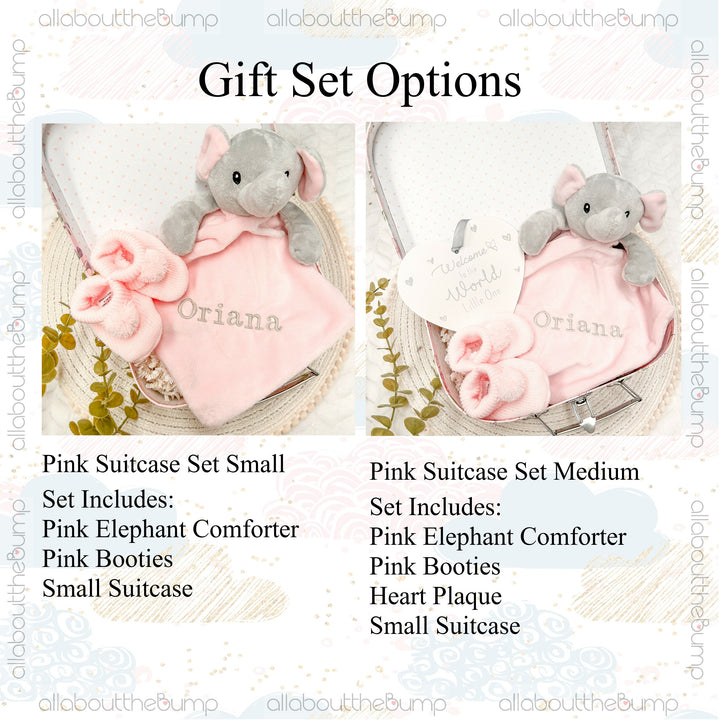 Embroidered Pink Elephant Comforter Gift Set