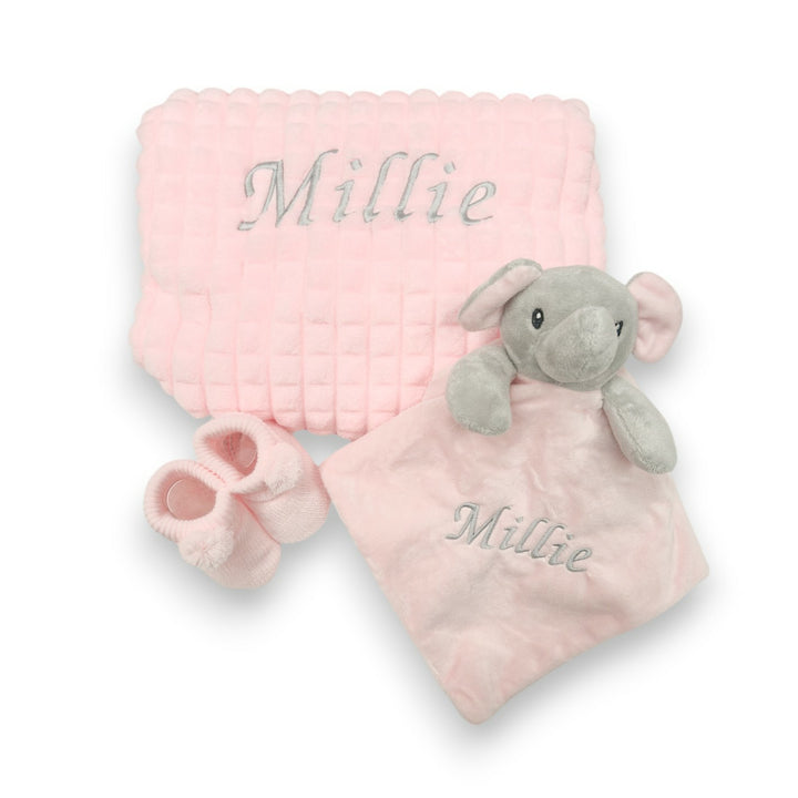 Personalised Girls Embroidered Pink Blanket, Comforter or Gift Set