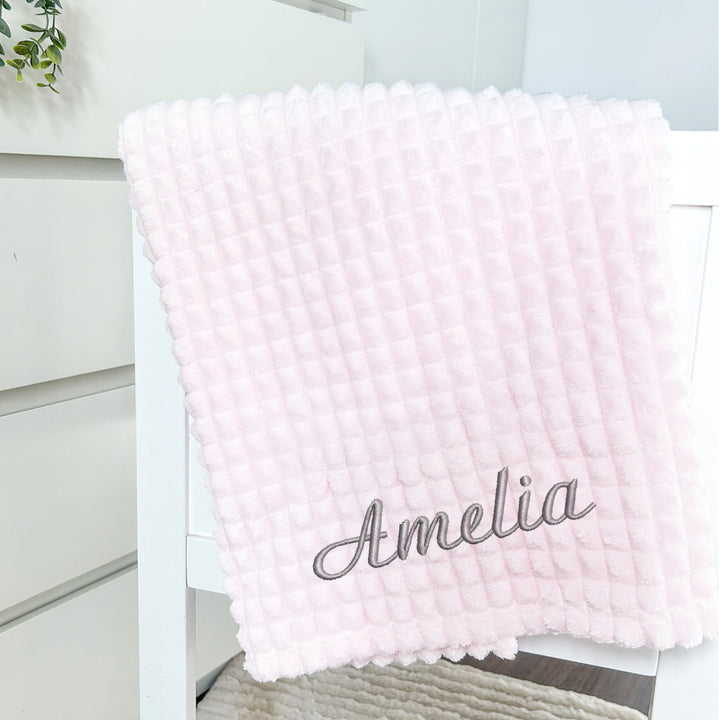 Personalised Girls Embroidered Pink Blanket, Comforter or Gift Set