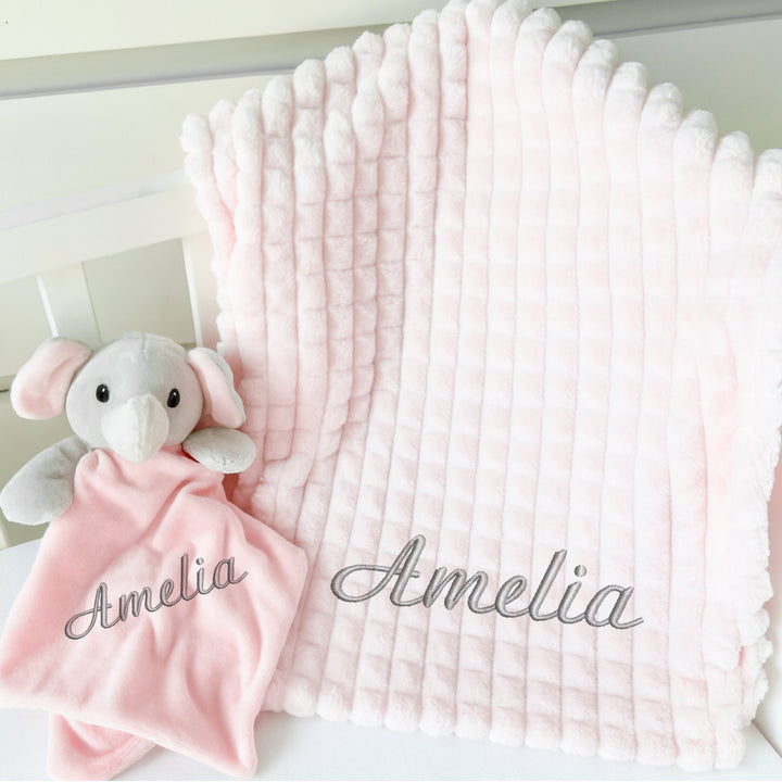 Personalised Girls Embroidered Pink Blanket, Comforter or Gift Set