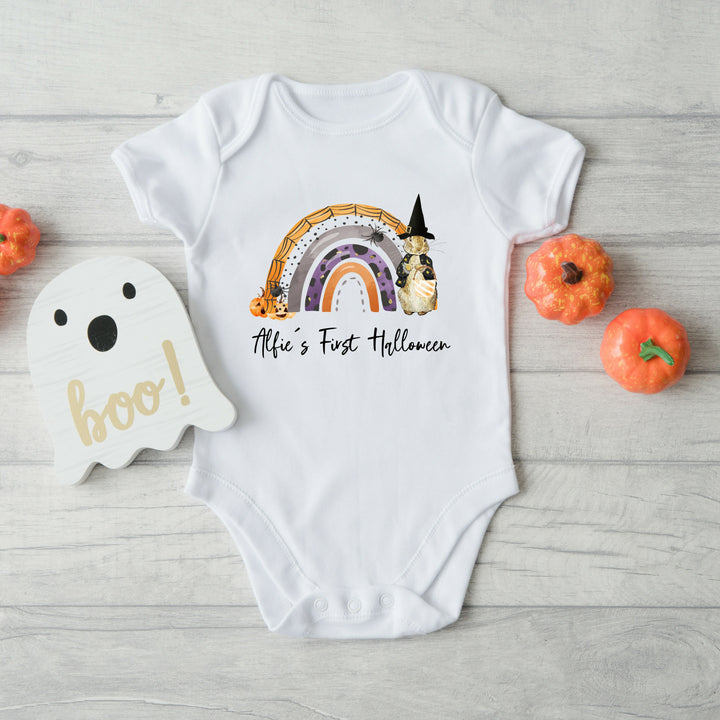 Personalised My First Halloween Rabbit Rainbow Babygrow/Vest