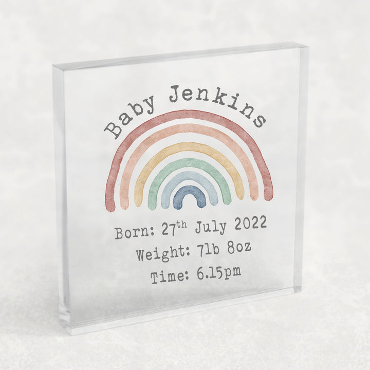 Personalised Pastel Rainbow Acrylic Plaque