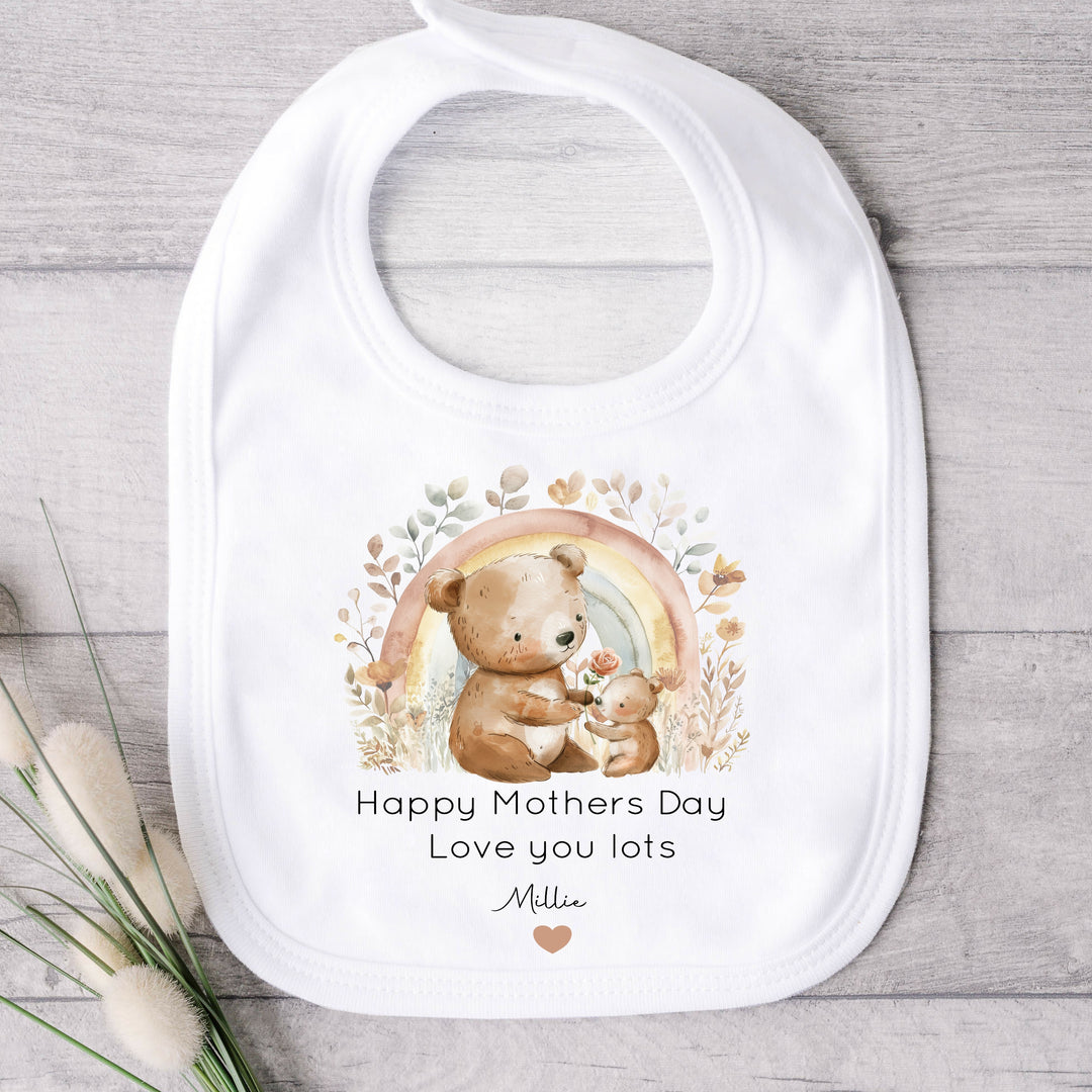 Personalised Happy Mother's Day Bear Rainbow Babygrow/Vest