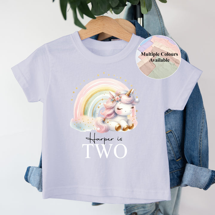 Personalised Rainbow Unicorn Birthday T-shirt