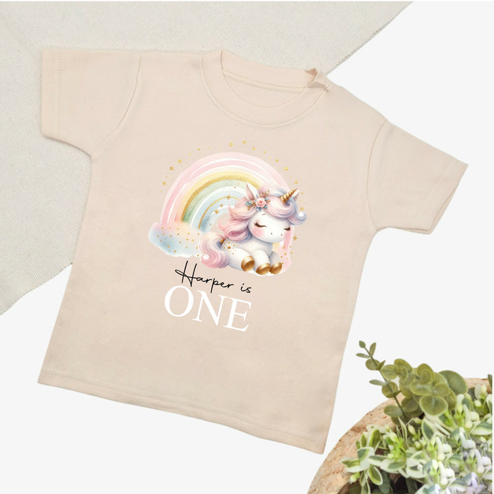 Personalised Rainbow Unicorn Birthday T-shirt