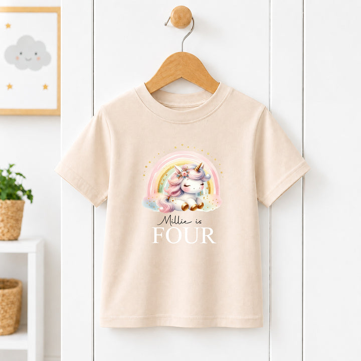 Personalised Rainbow Unicorn Any Age Birthday T-shirt