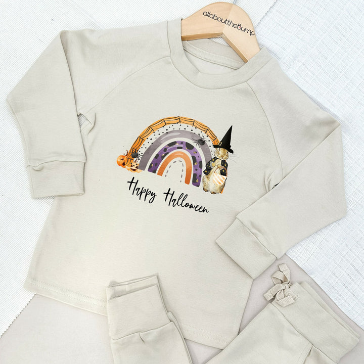 Halloween Rainbow Lightweight Cotton Tracksuit | Peach Blue Brown Sand