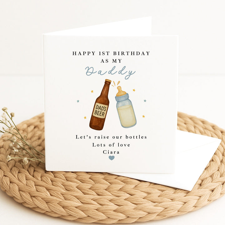 Personalised Blue Bottles Happy Birthday Daddy Card