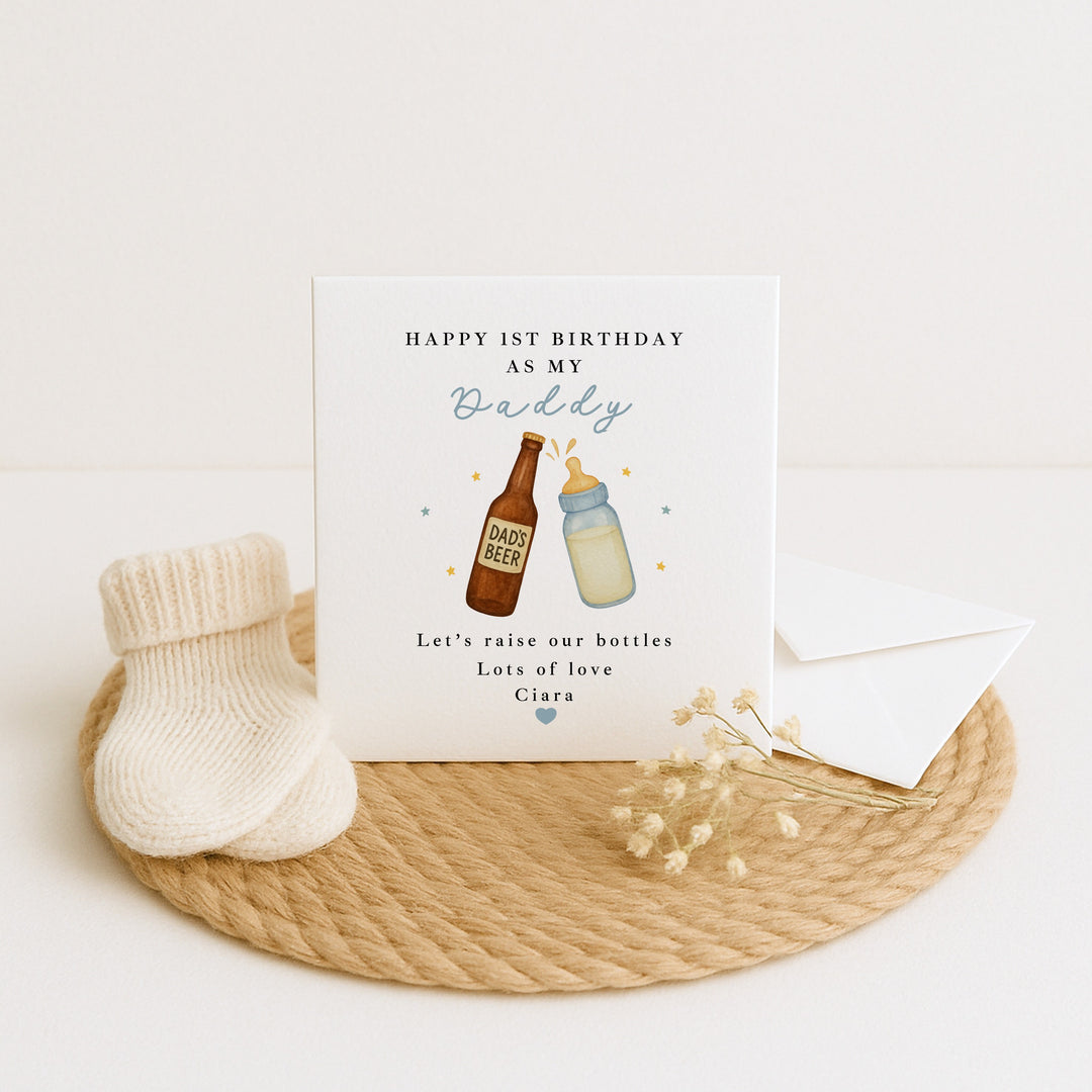 Personalised Blue Bottles Happy Birthday Daddy Card