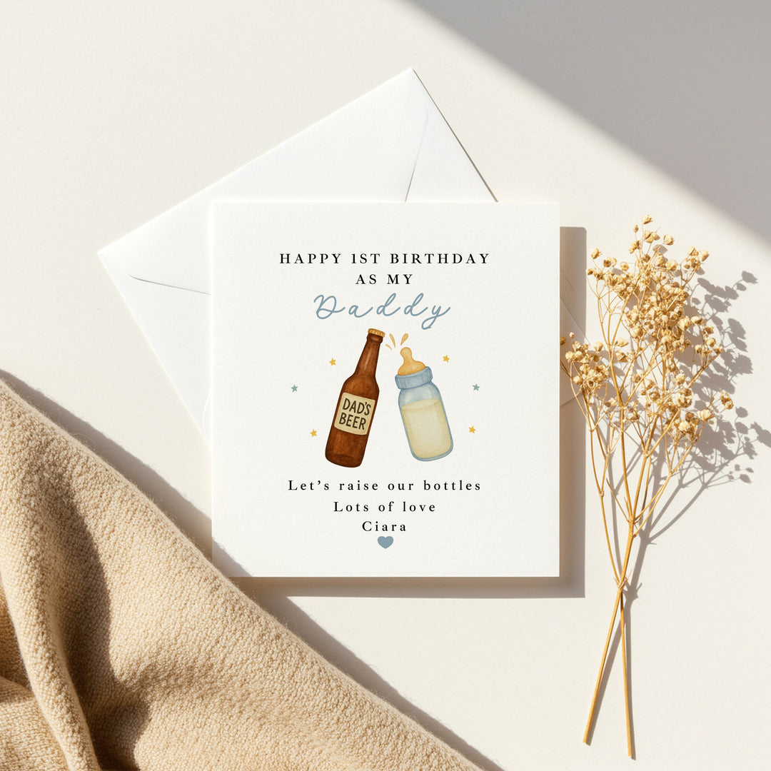 Personalised Blue Bottles Happy Birthday Daddy Card