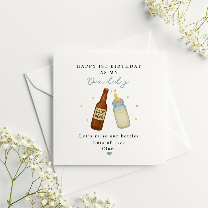 Personalised Blue Bottles Happy Birthday Daddy Card