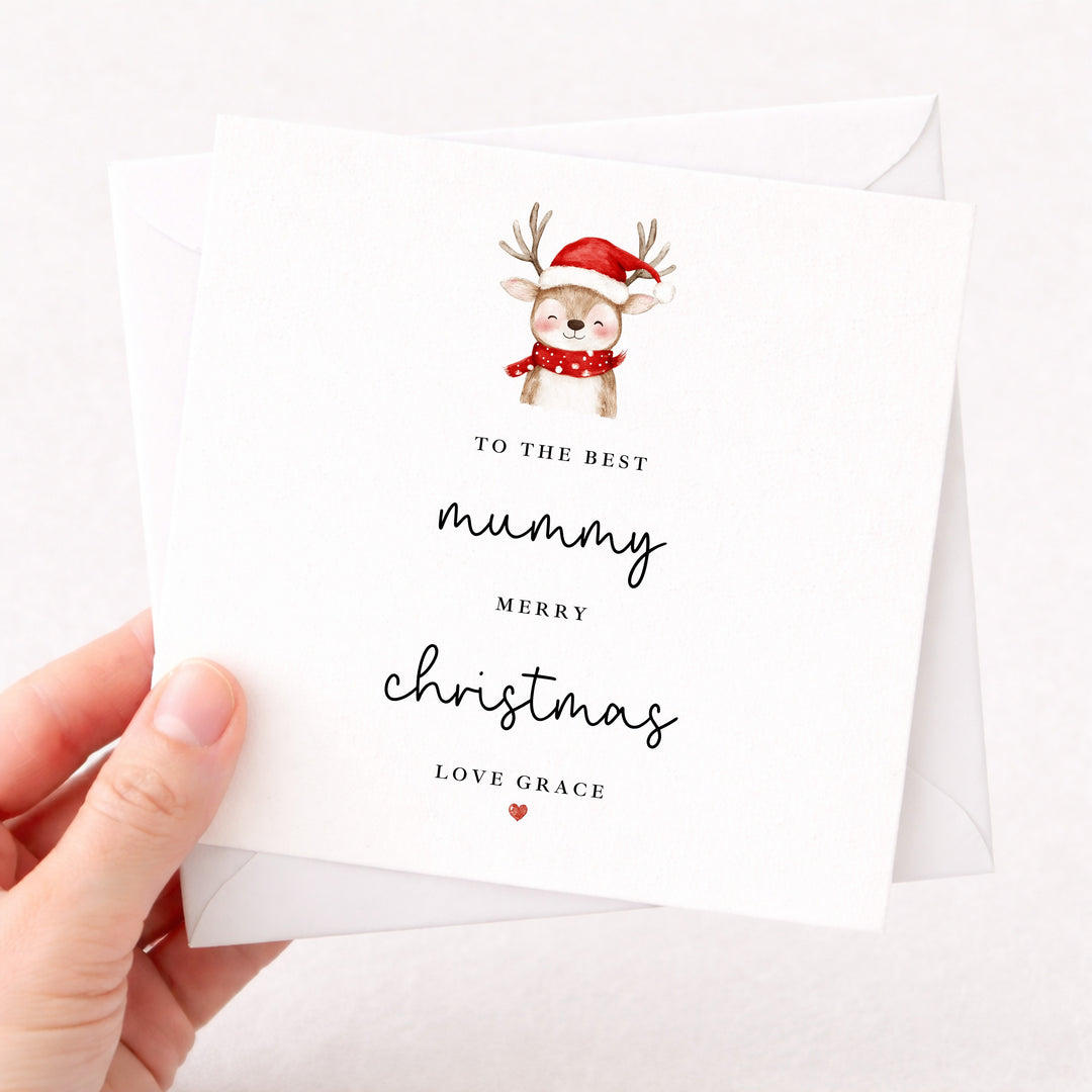 Personalised Reindeer Merry Christmas To The Best Mummy Card