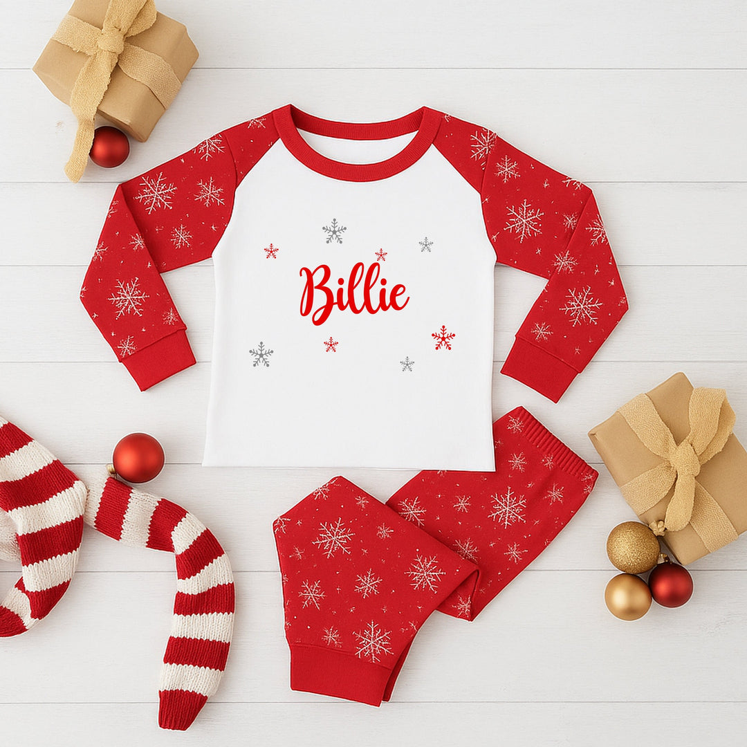 Personalised Snowflake Sibling Matching Christmas Babygrow/Pyjamas