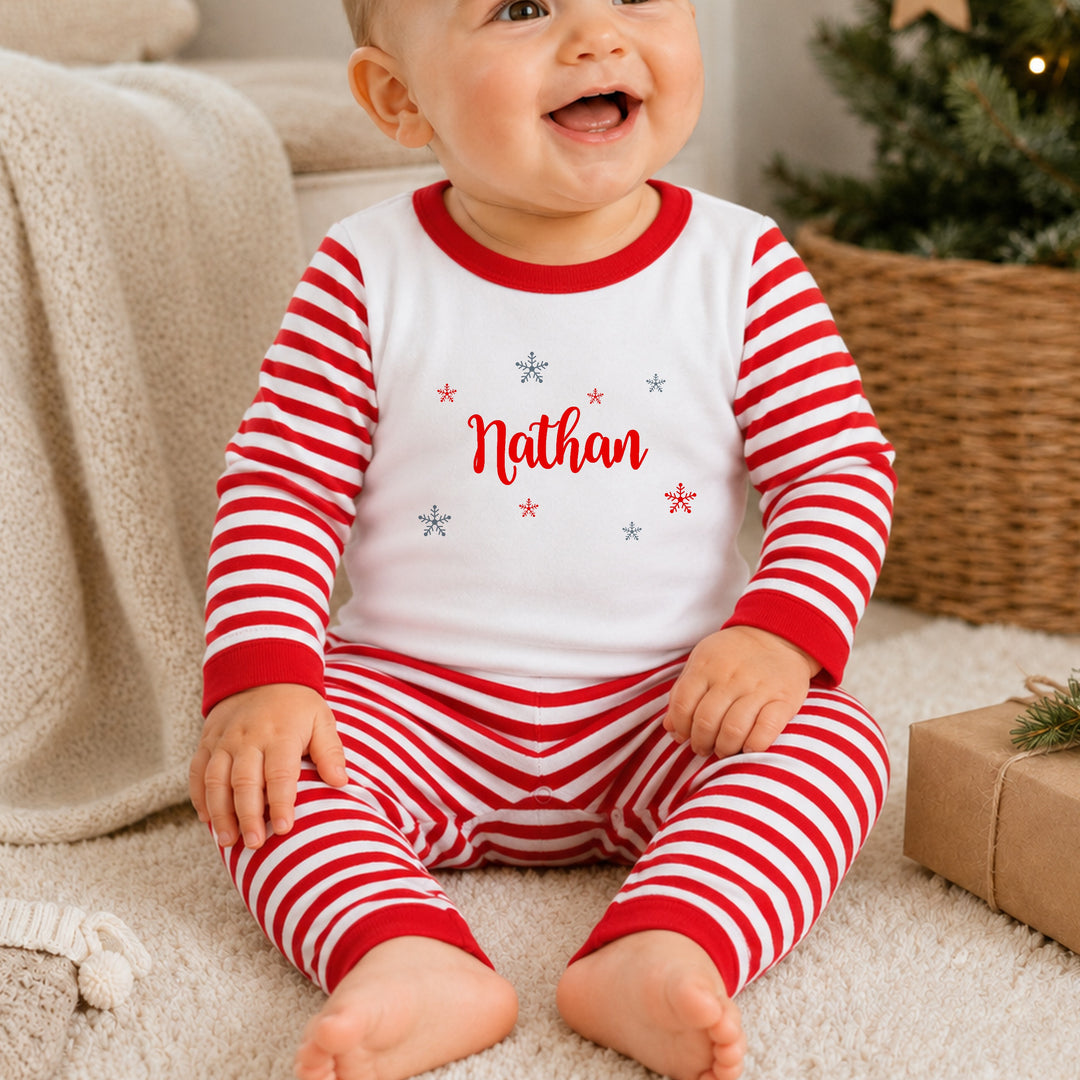 Personalised Red Snowflake Christmas Pyjamas