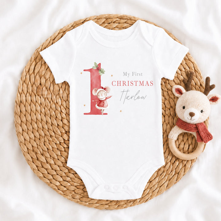 Personalised Santa Mouse My First Christmas Red Tutu &amp; Vest Set