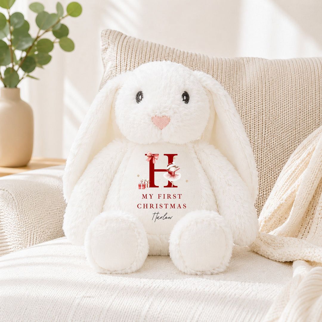 Personalised Red Ballerina Initial My First Christmas Soft Toy