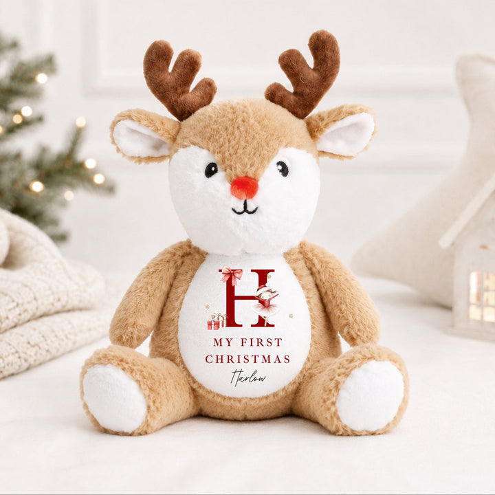 Personalised Red Ballerina Initial My First Christmas Soft Toy
