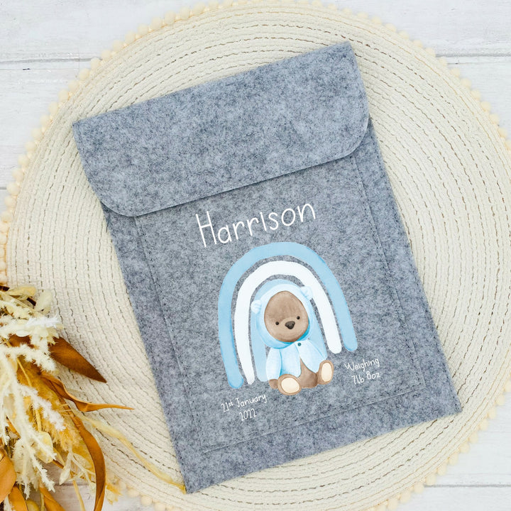 Personalised Blue Bear Rainbow Red Book Cover