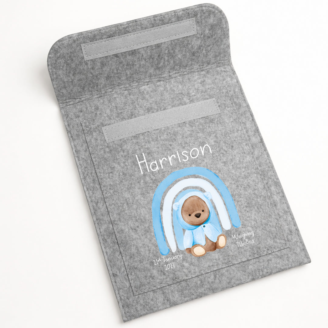 Personalised Blue Bear Rainbow Red Book Cover