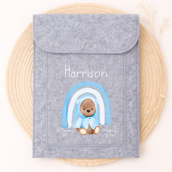 Personalised Blue Bear Rainbow Red Book Cover