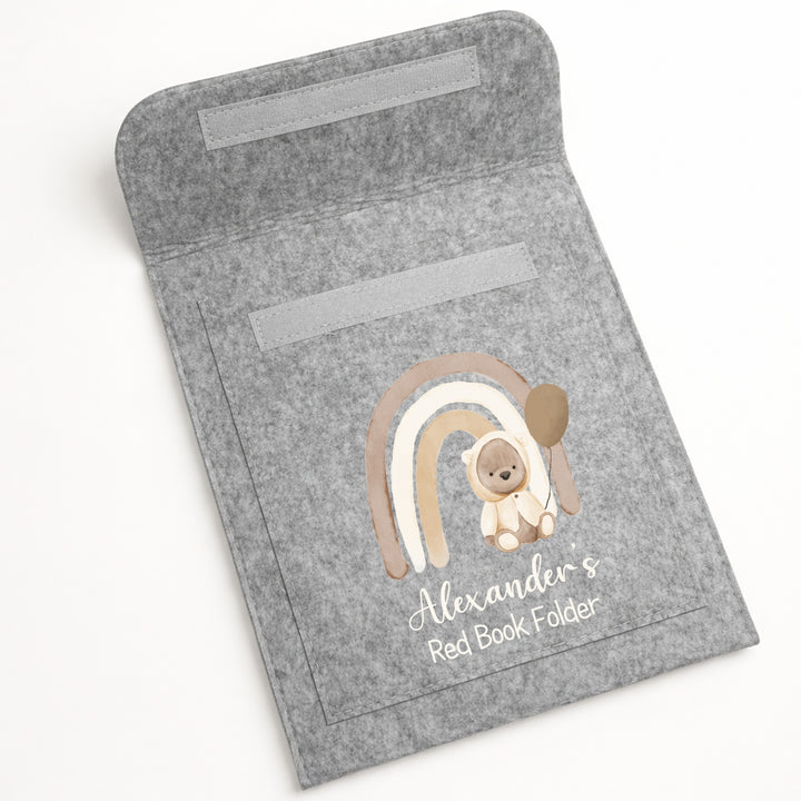 Personalised Beige Bear Red Book Cover