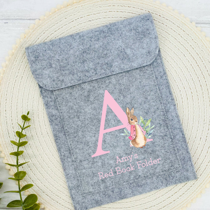 Personalised Pink Rabbit Initial Red Book Cover