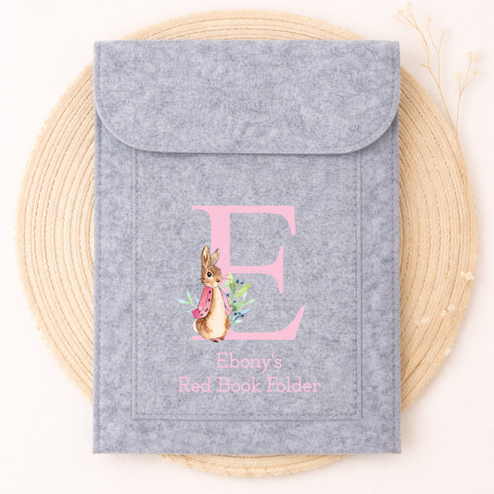 Personalised Pink Rabbit Initial Red Book Cover