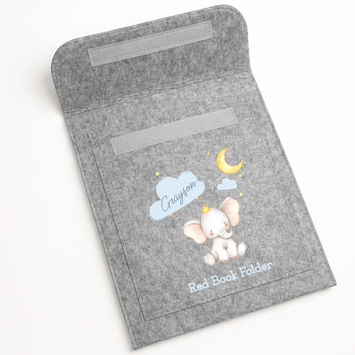 Personalised Blue Elephant Red Book Folder