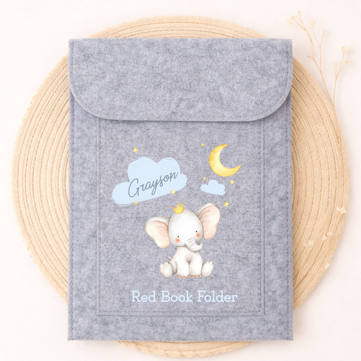 Personalised Blue Elephant Red Book Folder