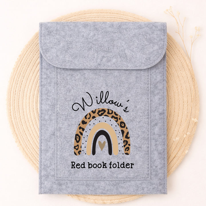 Personalised Leopard Print Rainbow Red Book Cover