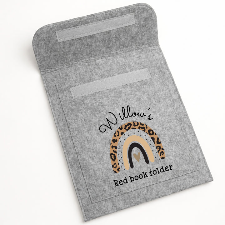 Personalised Leopard Print Rainbow Red Book Cover