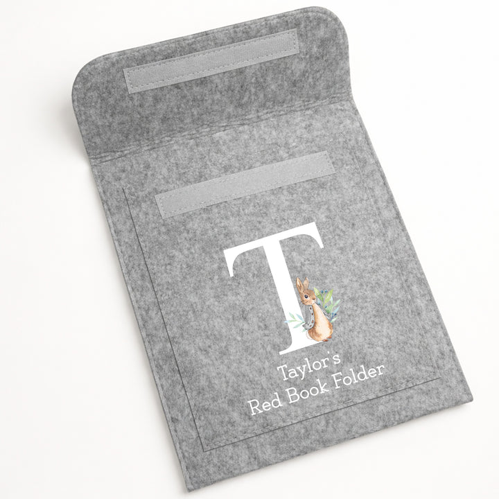 Personalised Rabbit Initial White Red Book Folder