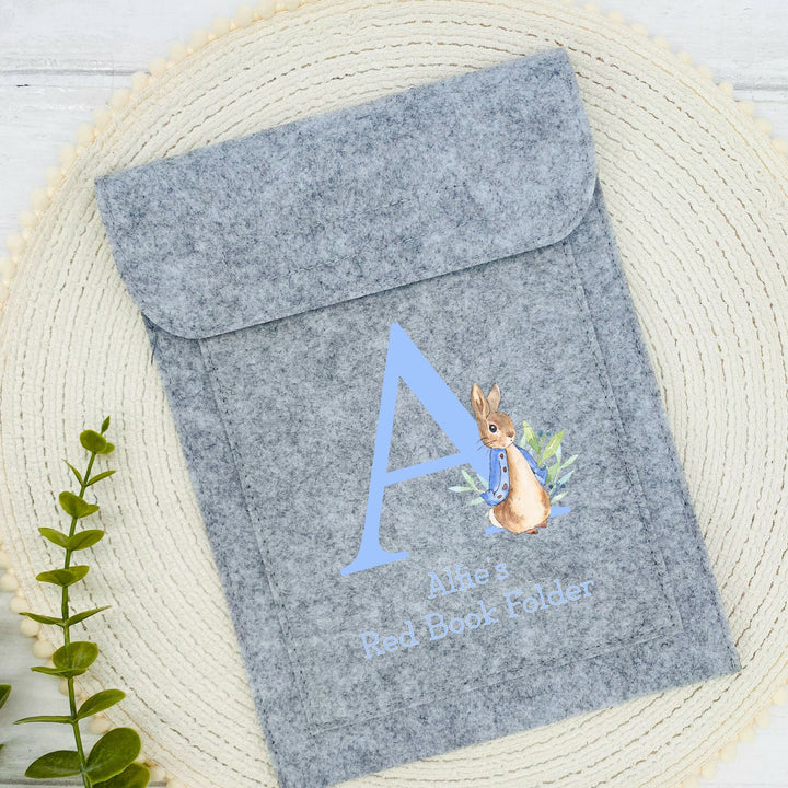 Personalised Blue Rabbit Initial Red Book Cover
