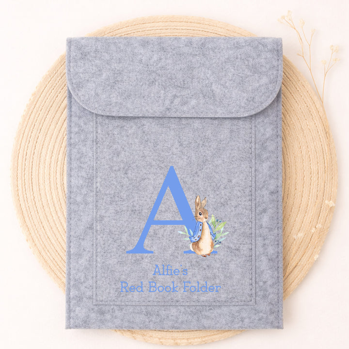 Personalised Blue Rabbit Initial Red Book Cover