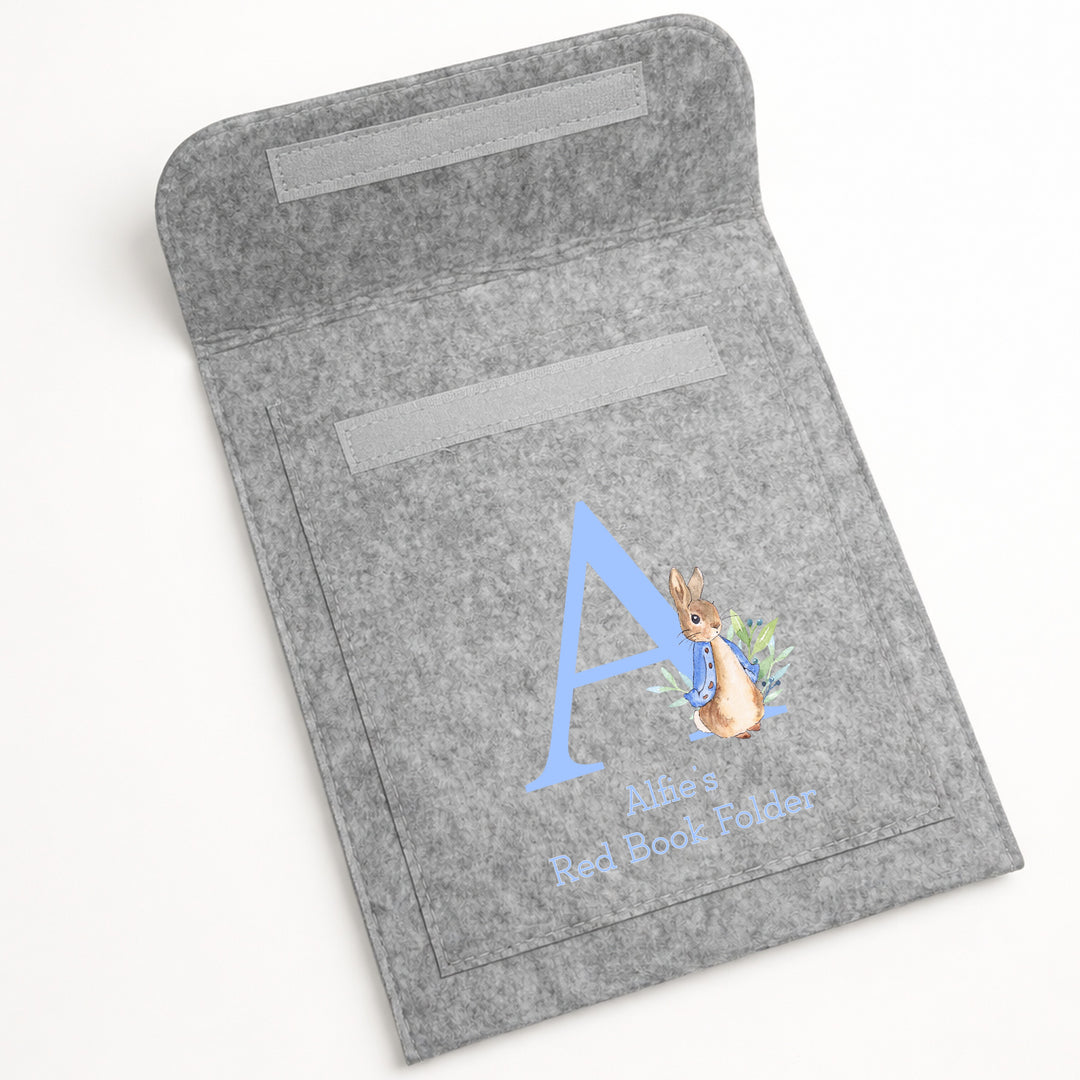 Personalised Blue Rabbit Initial Red Book Cover