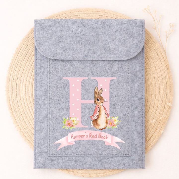 Personalised Pink Spotty Rabbit Initial Red Book Cover