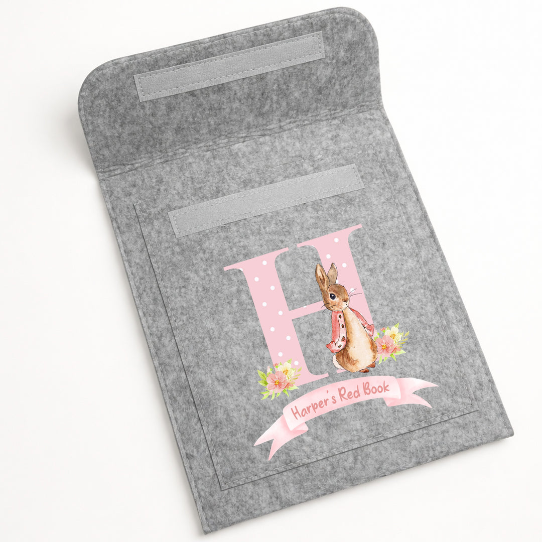 Personalised Pink Spotty Rabbit Initial Red Book Cover
