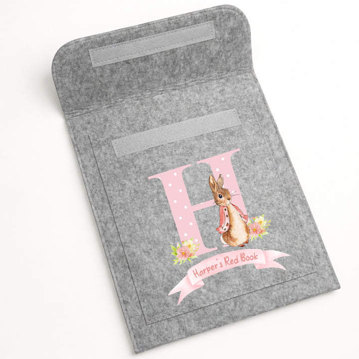 Personalised Pink Spotty Rabbit Initial Red Book Cover