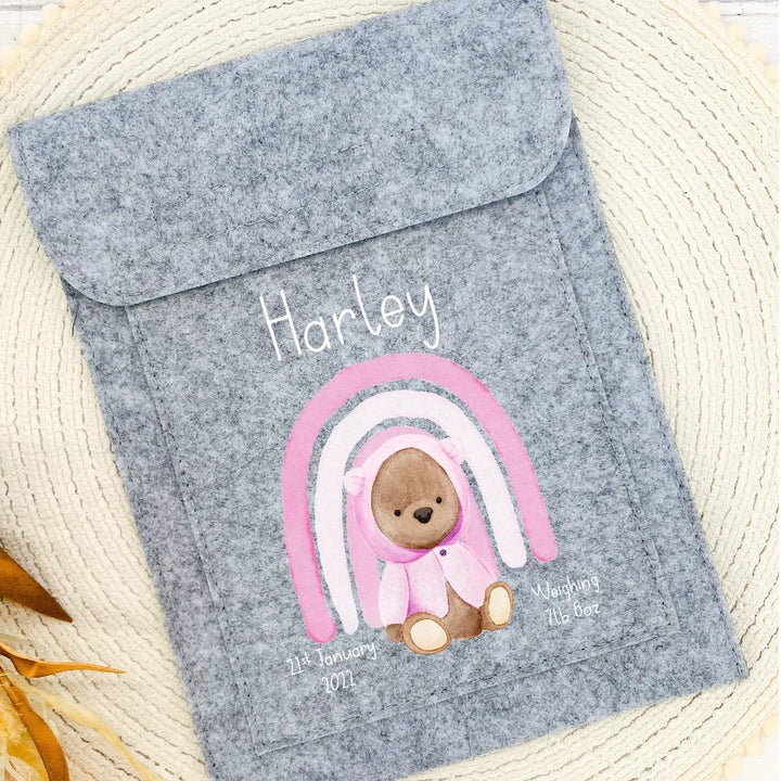 Personalised Pink Bear Rainbow Red Book Cover