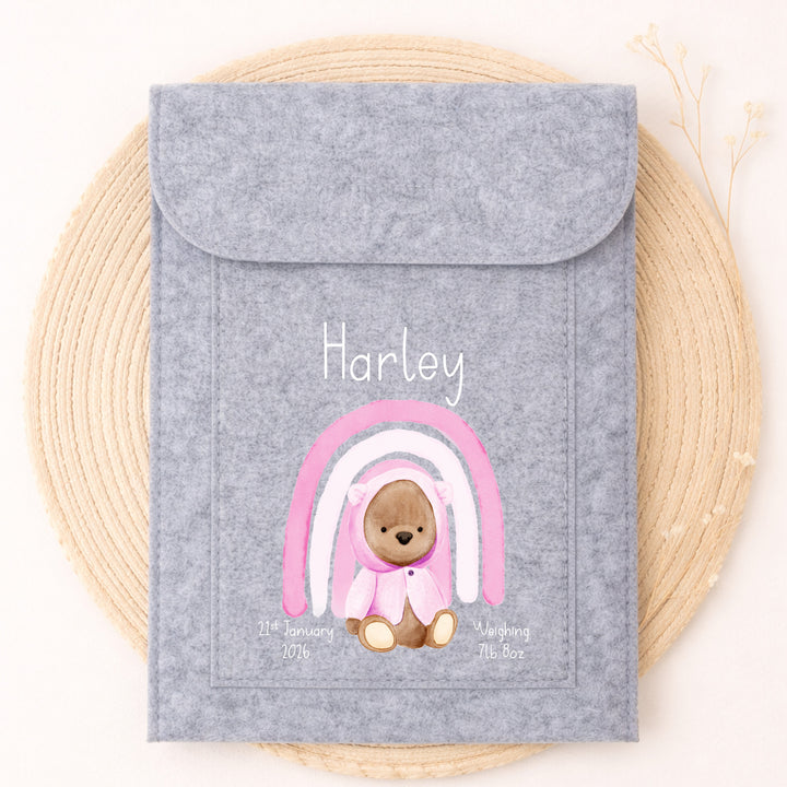 Personalised Pink Bear Rainbow Red Book Cover