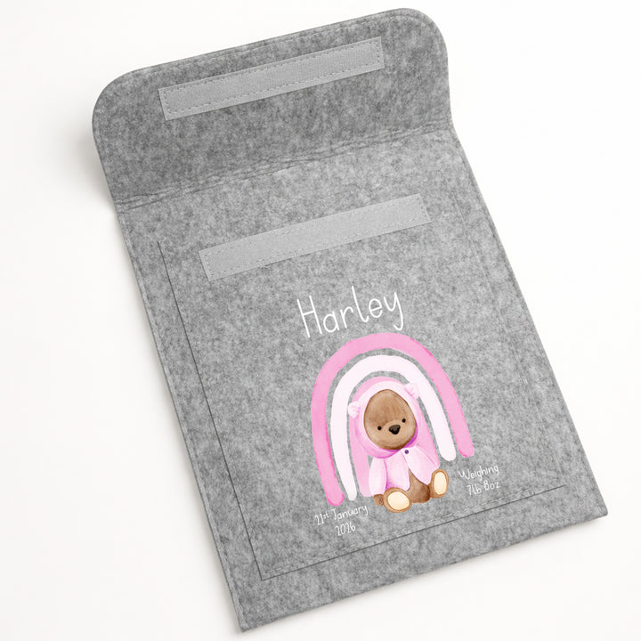Personalised Pink Bear Rainbow Red Book Cover
