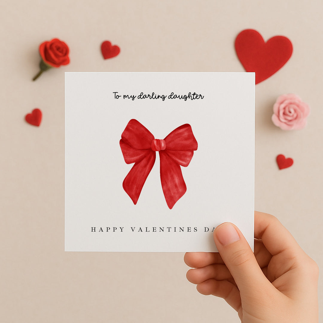 Personalised Red Bow Happy Valentine's Day Card