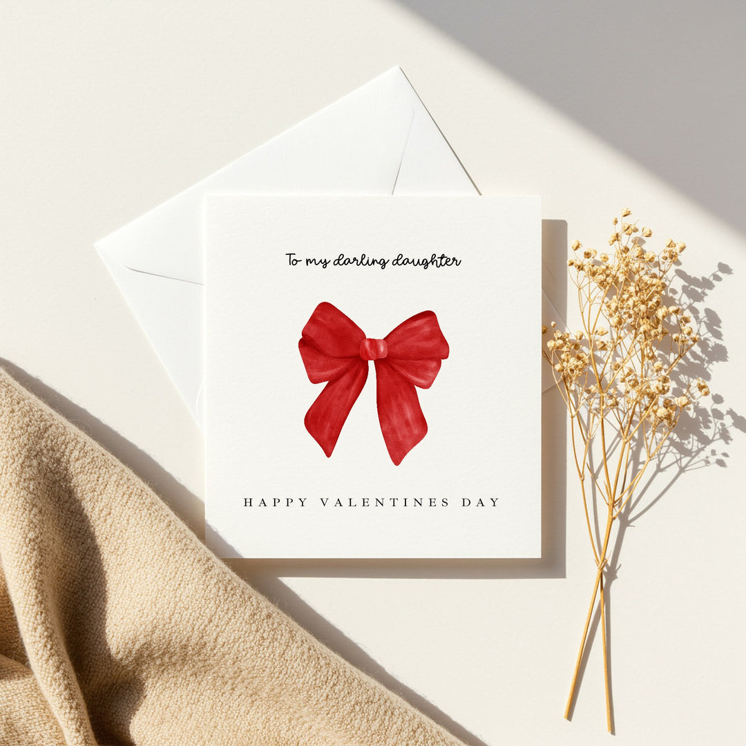 Personalised Red Bow Happy Valentine's Day Card