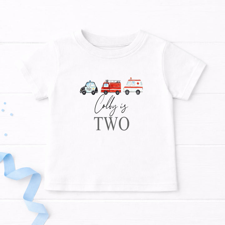 Personalised Red Fire Truck Any Age Birthday T-shirt