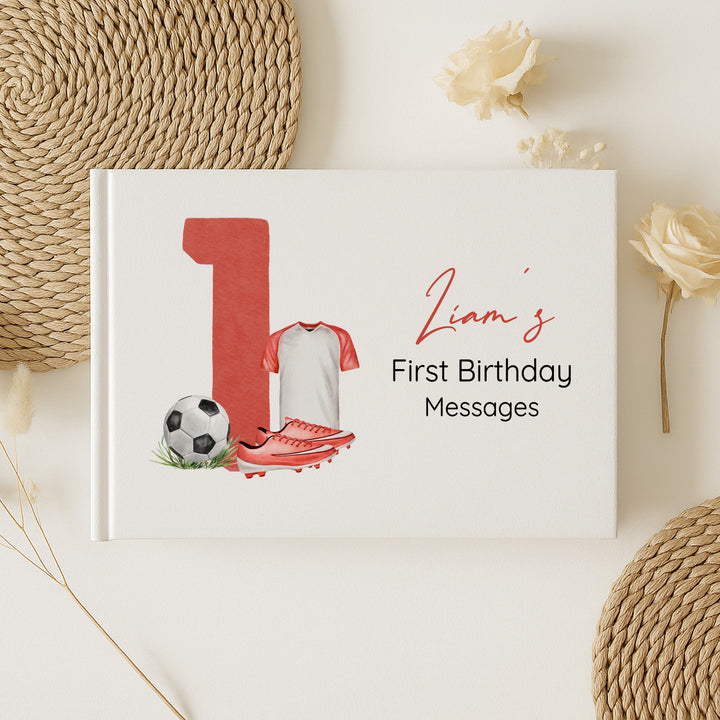 Personalised Red Football First Birthday Guest Book