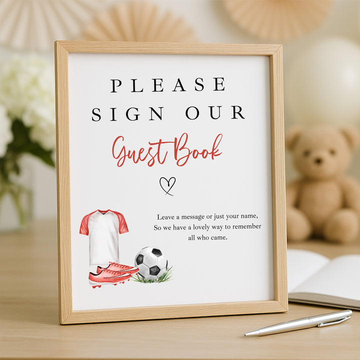 Personalised Red Football First Birthday Guest Book